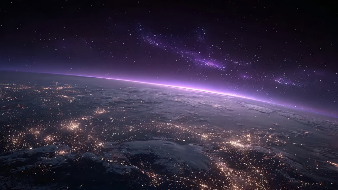Stunning Visuals of Earth from Space Capturing the Beautiful Contrast of City Lights and Starry Sky in a Cosmic Landscape