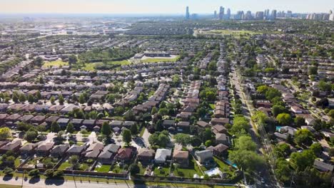 flying around a mississauga neighborhood on a sunny summer day