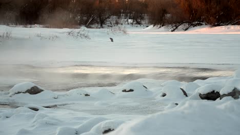 steam on red river in fargo, nd