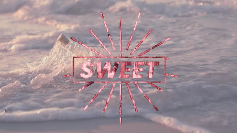 animation of sweet text over sea