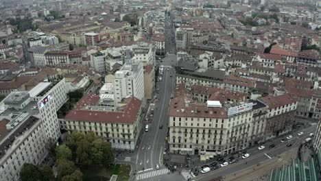 aerial video of busy streets in milan, italy in the morning