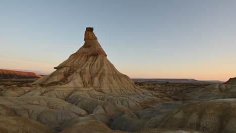 timelapse of sunrise over the castil de tierra, in the desert of bardenas reales national park, navarra, spain