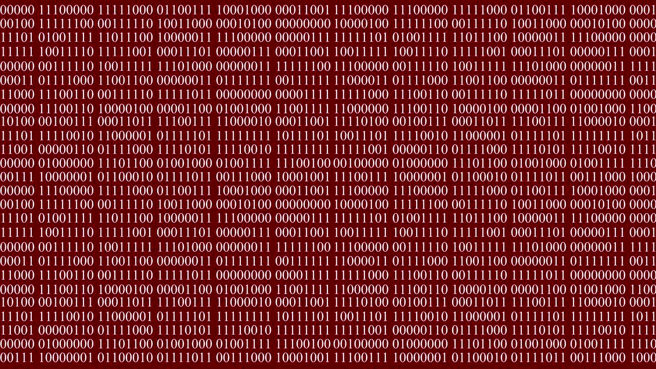 4K Binary Code - Red Background Animation