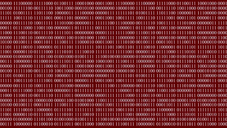 4K Binary Code - Red Background Animation