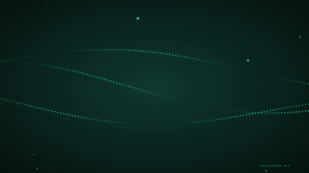 Abstract Digital Data Stream with Glowing Particles and Wavy Lines