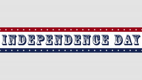 animated closeup text independence day on holiday background