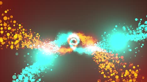 twisting into a spiral of sparkling particles. 3d rendering particles of rotation, computer generated background