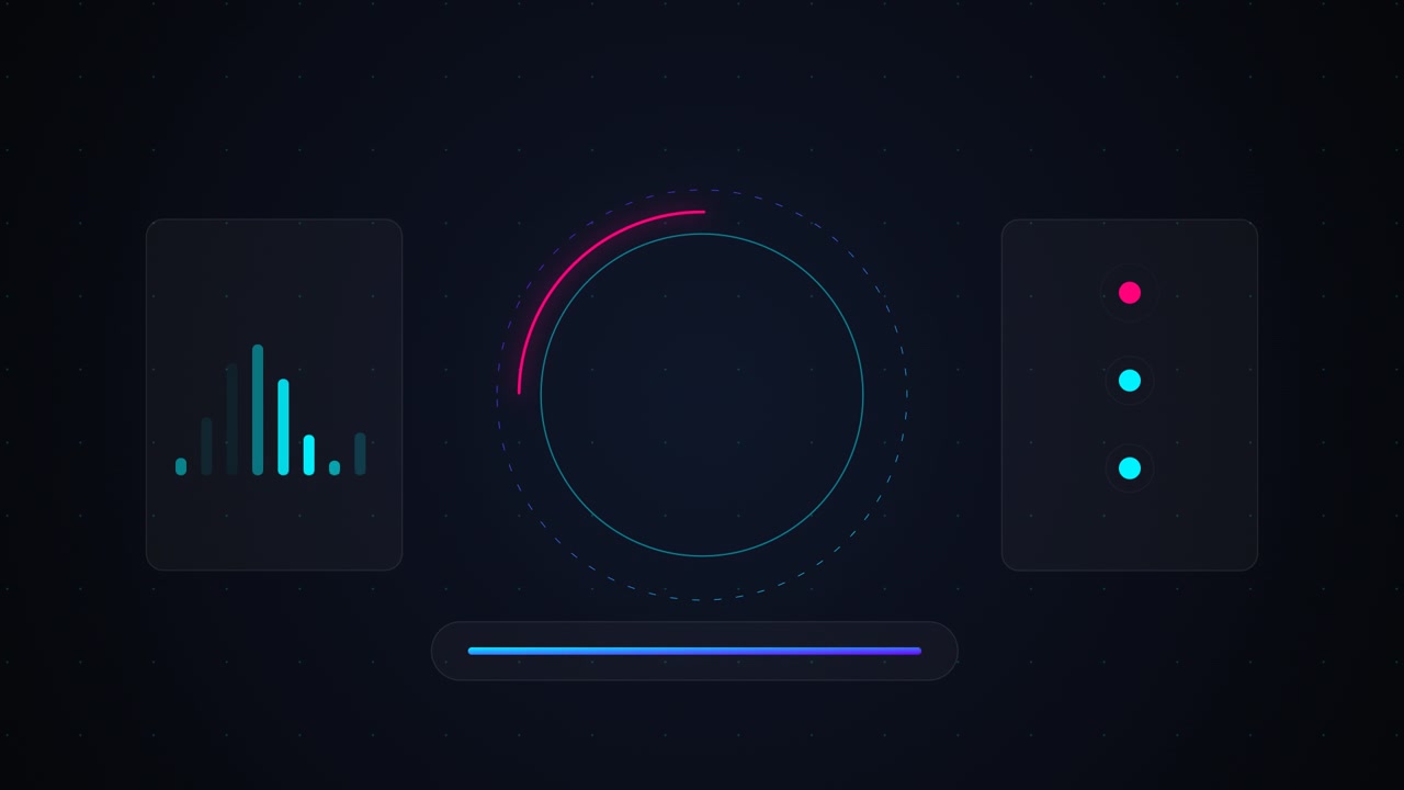 Interfaccia digitale astratta con barra di caricamento animata e visualizzazione dati