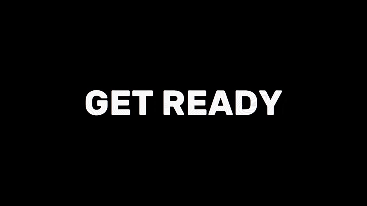 Get Ready Text with Digital Glitch Effect on Black Background