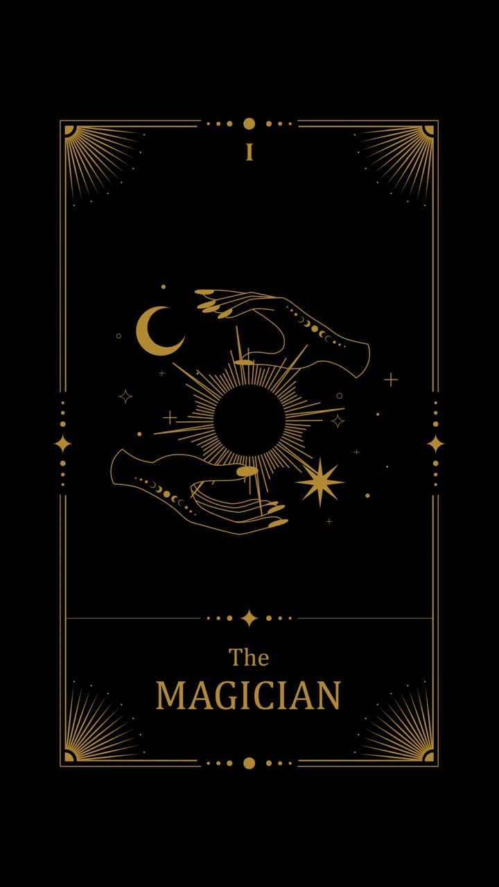 Animated The Magician Tarot Card with Mystical Symbols