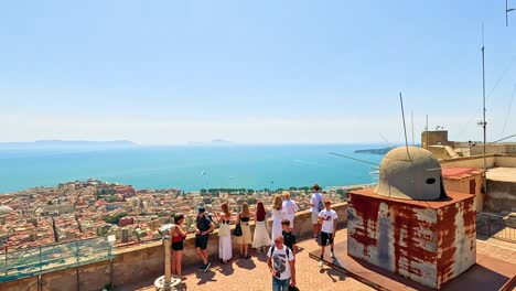 tourists enjoy panoramic views of naples, italy