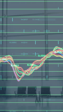 animation of statistics and financial data processing over business people in office