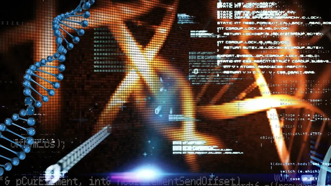 dna 가닥에 대한 데이터 처리의 애니메이션