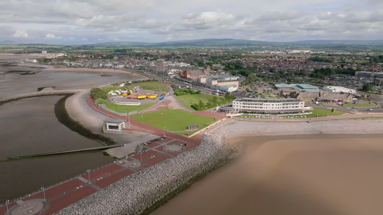Seaside Town Headland In Sunshine. Proposed Site For Eden Project. Summer. Marine Road Central, Morecambe, Lancashire, UK