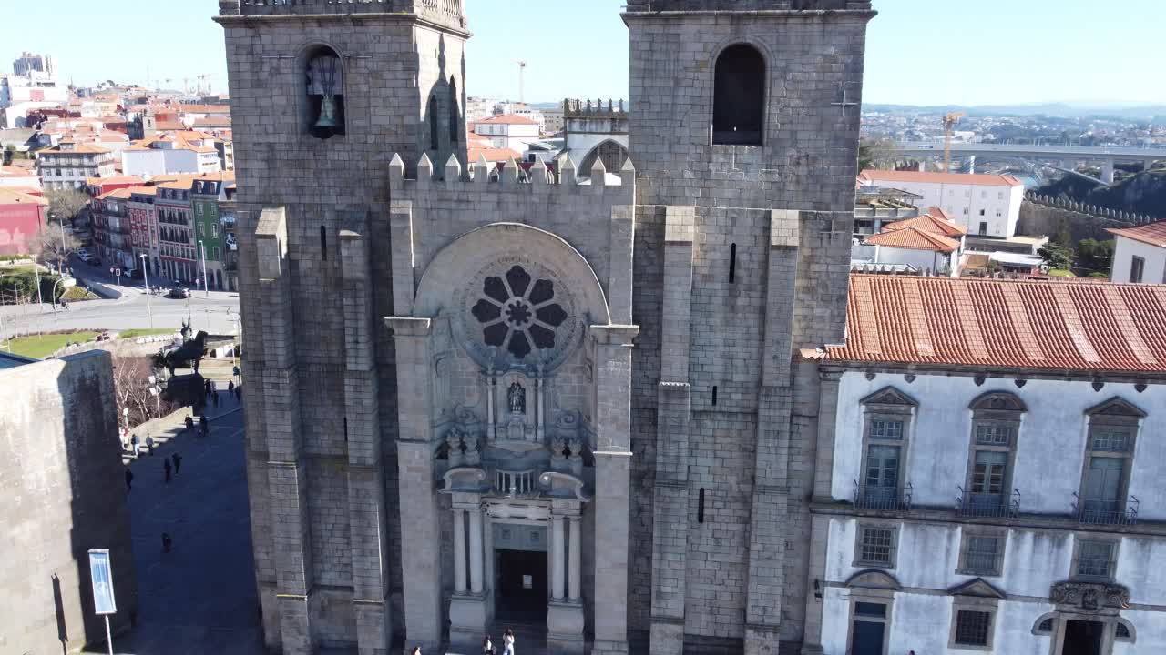 Porto ,Portugal , 4K Drone Footage ,Luís Bridge ,Porto Cathedral Free Stock  Video Footage Download Clips Buildings