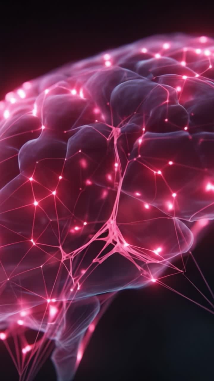 Intricate Neural Connections: A Stunning Visualization of the Brain's Neural Network with Vibrant Pink Light Patterns Showcasing the Complex Structure of Human Cognition