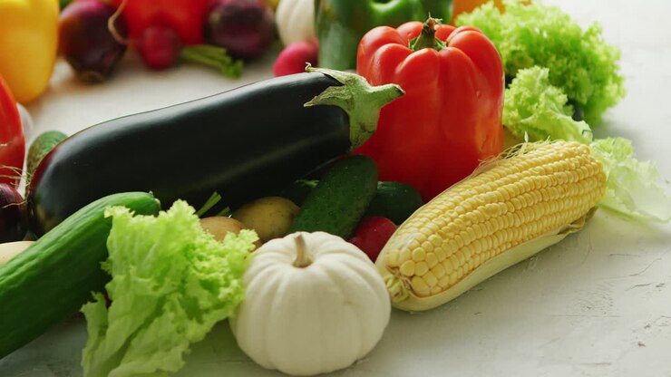 Colorful vegetables placed in pile