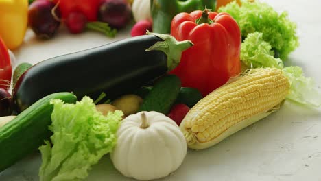 Colorful-vegetables-placed-in-pile