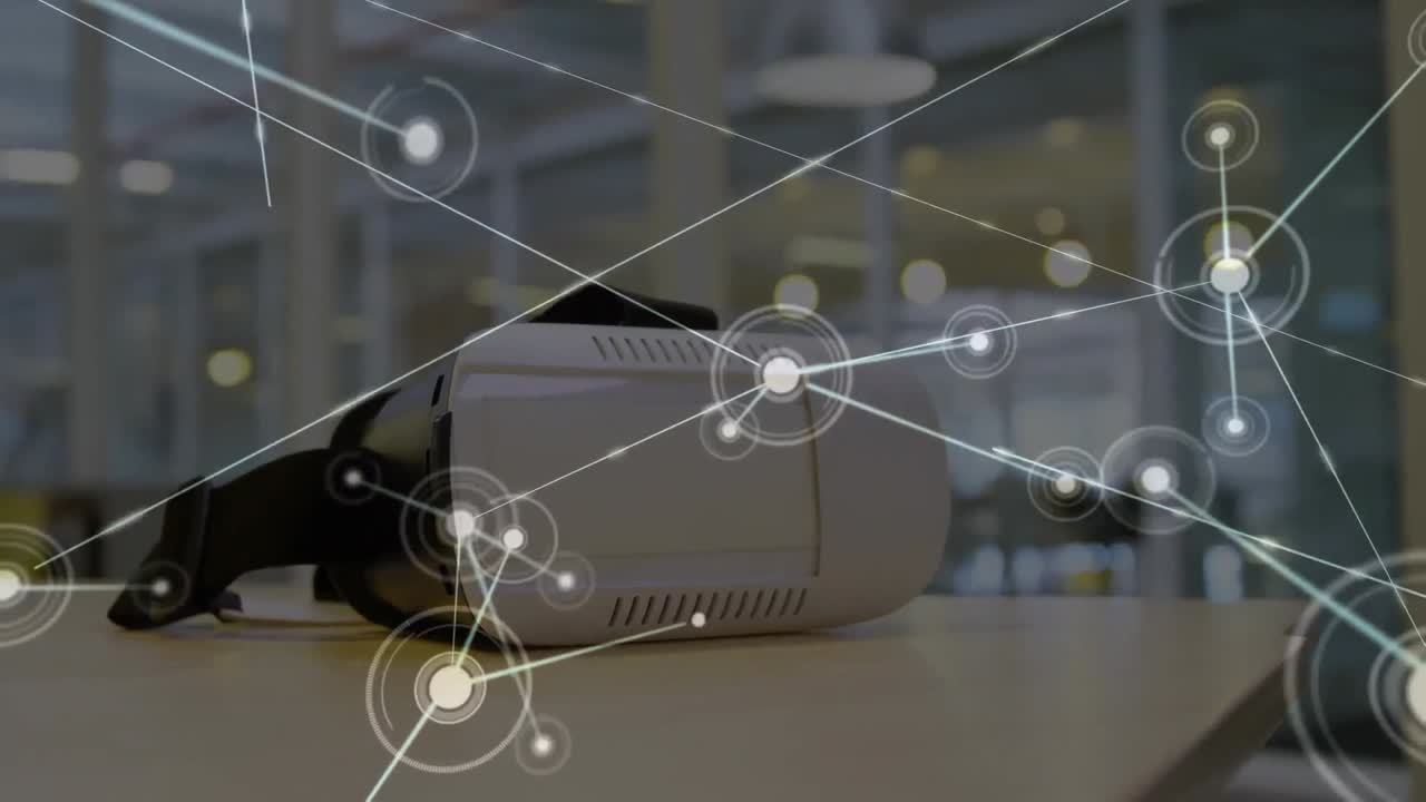 animación de la red de conexiones a través de auriculares vr