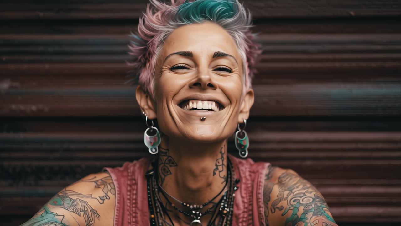 Portrait of stylish woman showing different expressions