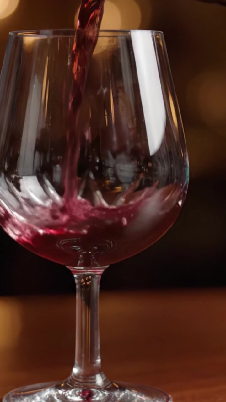Un viaggio affascinante attraverso l'eleganza di un vino pregiato in un bicchiere di cristallo, che mostra sia la limpidezza che il colore dall'inizio alla fine.