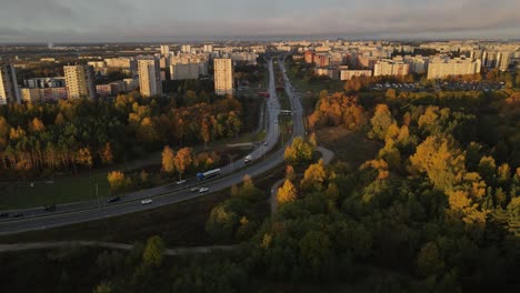 drone fly to tallinn city view autumn 4k