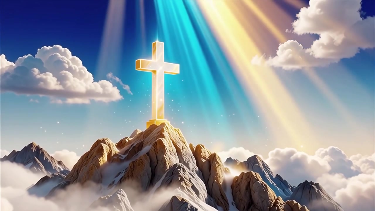 Christian Cross Heavenly Light Worship Background