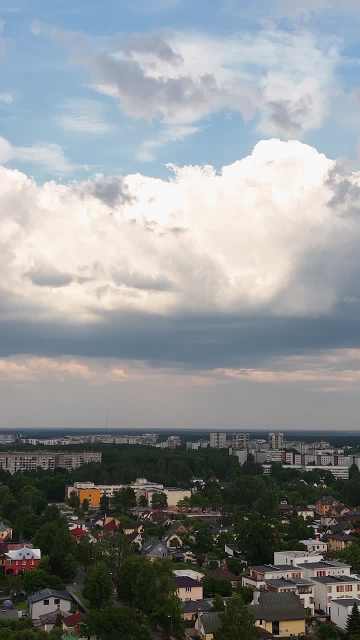 Vertical aerial view of the Dārzciems residential district in Riga, Latvia
