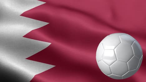 flag of bahrain and soccer ball - bahrain flag high detail - national flag bahrain wave pattern loopable elements - fabric texture and endless loop - soccer ball and flag