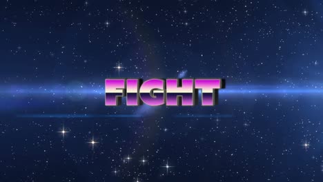 Animation-of-fight-text-in-pink-metallic-letters-over-glowing-yellow-and-spotlights
