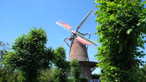 Traditional-windmill,-city-of-Goes-in-the-Netherlands-called-De-Koornbloem