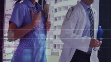 animación de diagramas y procesamiento de datos sobre diversos médicos que funcionan en el hospital