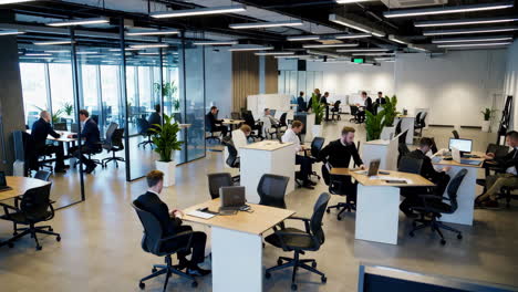 modern open-plan office with professionals working