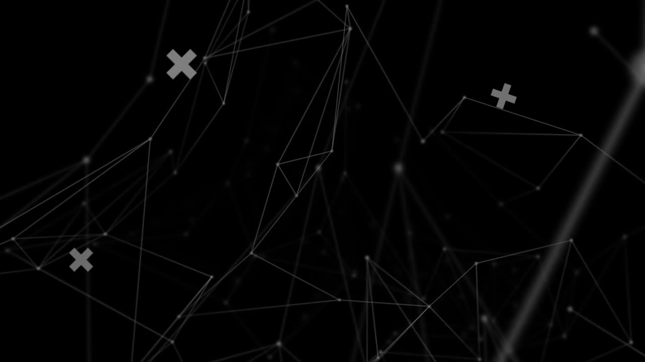 Animation of constellations and digital shapes on black background