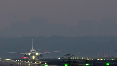 airplane landing in foggy conditions