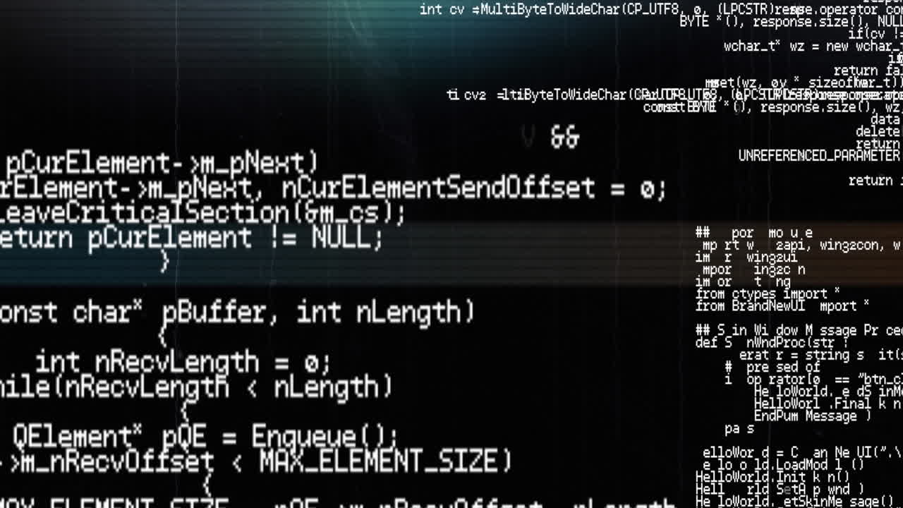 Animation of data processing on green background