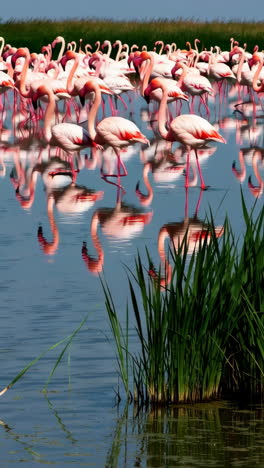 Flamingos in a Wetland