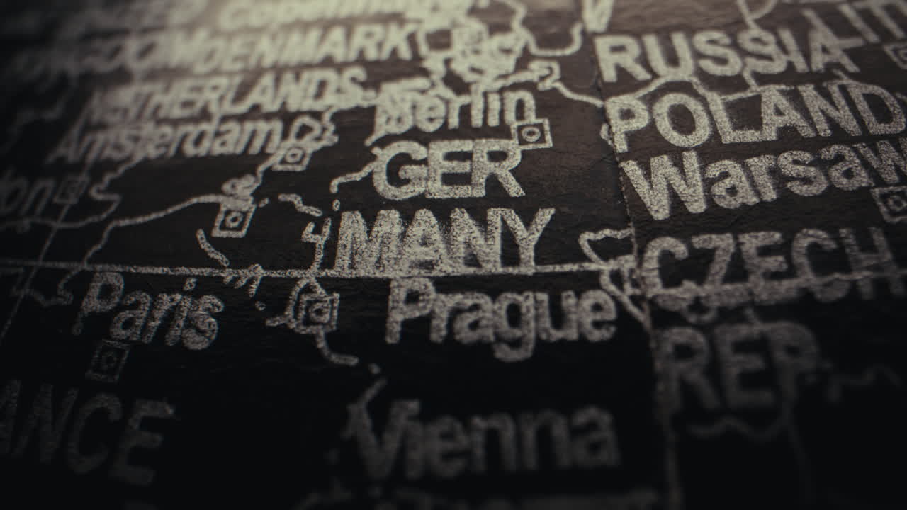 Close-up view of a world map