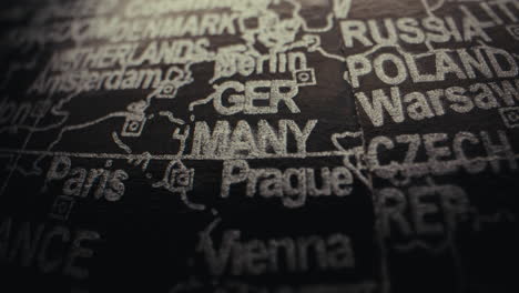 close-up view of a world map