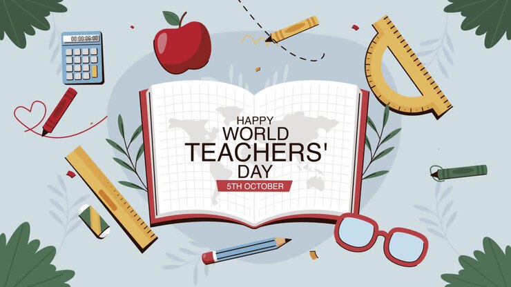An animation of Flat background for world teachers day