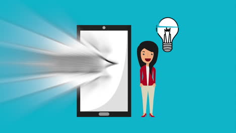 mujer de negocios con animación de tecnología de comercio electrónico