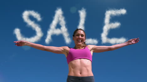 fit smiling woman jumping