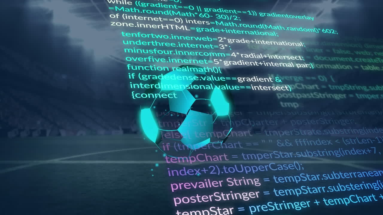 Animation of data processing over football