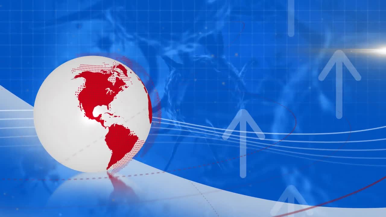 코로나 19 세포의 애니메이션 화살표와 연결된 지구