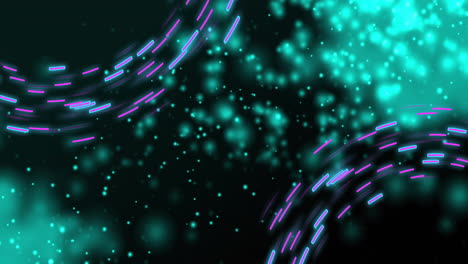 partículas brillantes y líneas de neón animación sobre fondo oscuro