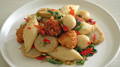 Spicy-stir-fried-fish-balls-with-herbs