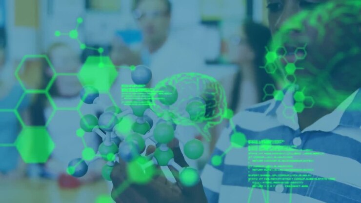 Animation of data processing over diverse schoolchildren in lab