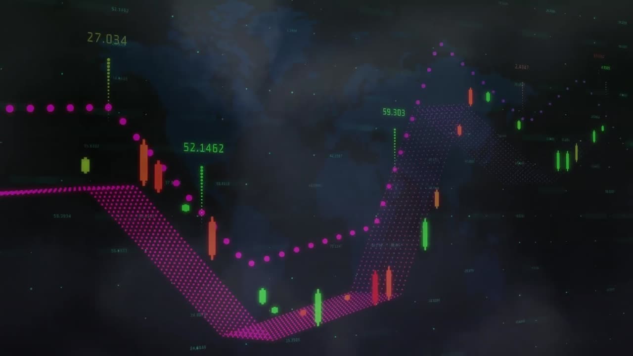 Animation af statistikbehandling over skyer og himmel