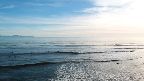 Aerial-ocean-view-of-a-blue-sky-waves