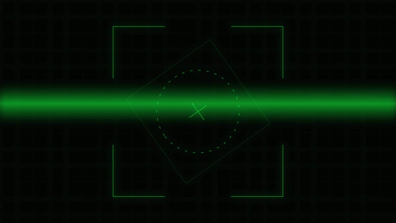 Digital Green HUD Scanning Interface with Moving Laser Line